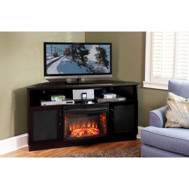 Furnitech TV Stand with Curved Electric Fireplace & Reviews Wayfair