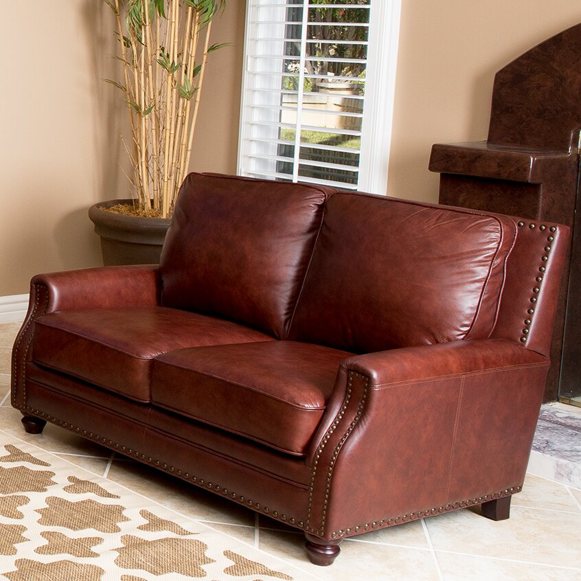 Abbyson Living Bel Air Leather Loveseat & Reviews | Wayfair