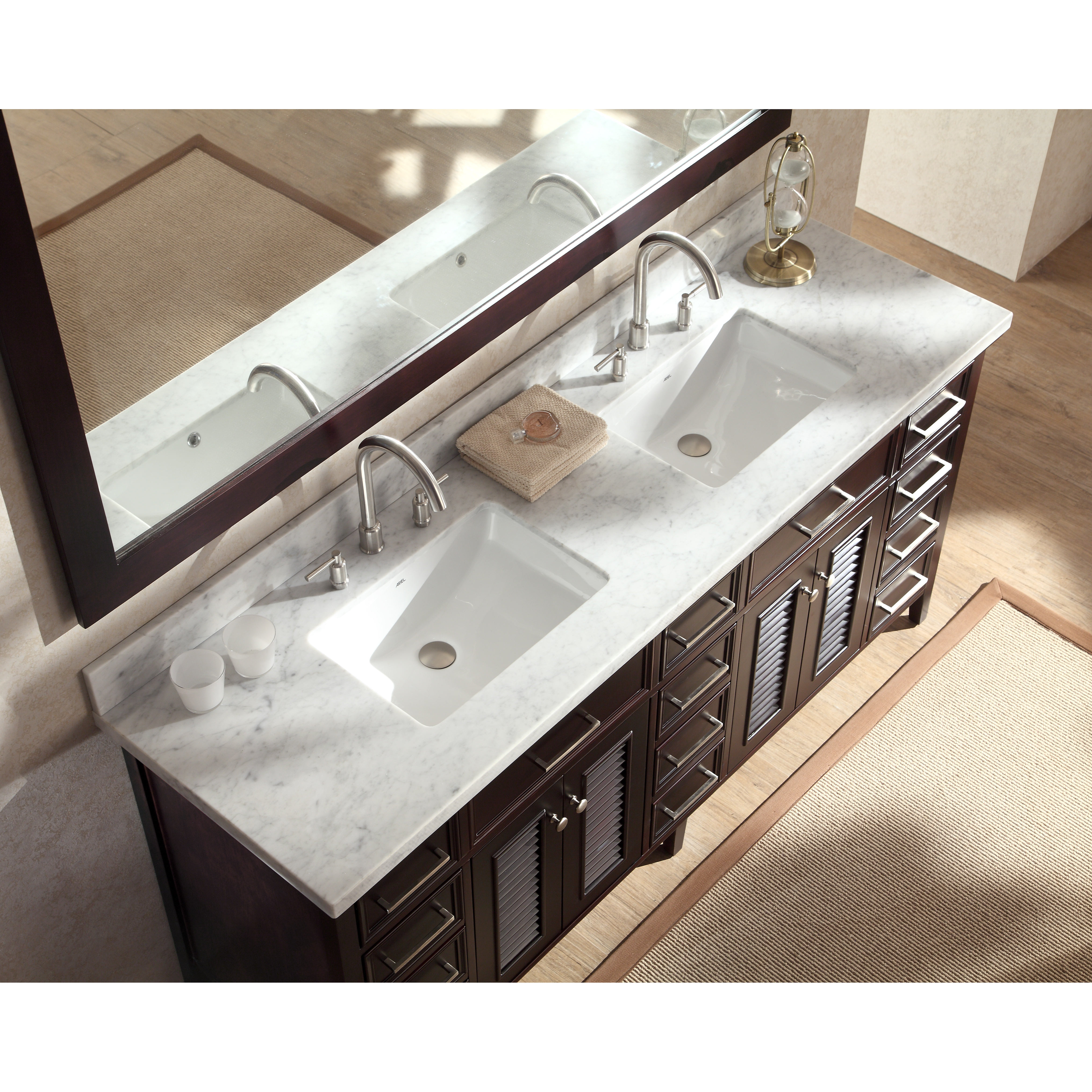 Ariel Bath Kensington 73" Double Bathroom Vanity Set with Mirror