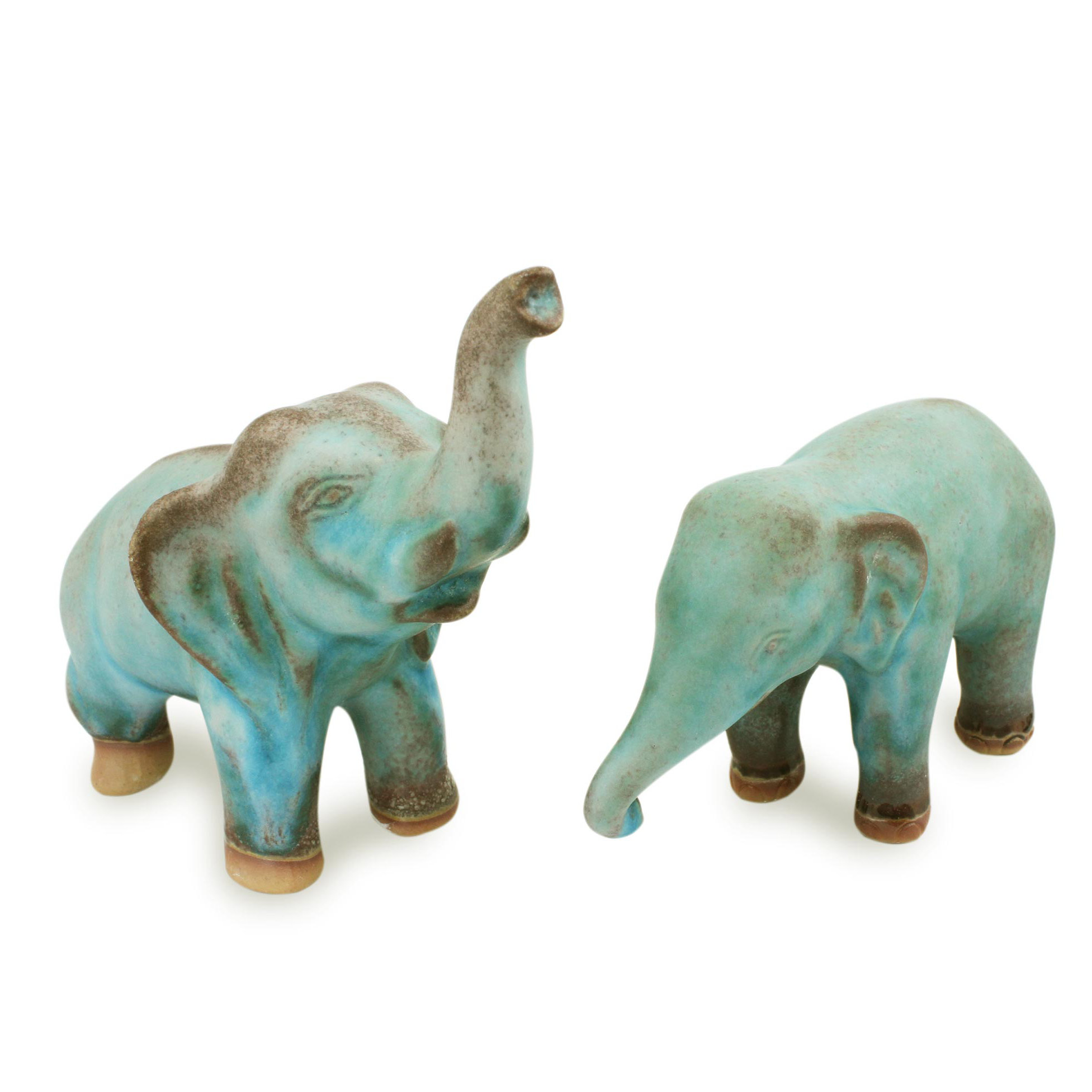 Duangkamol 2 Piece Artisan Crafted Ceramic Elephants Figurine Set Wayfair