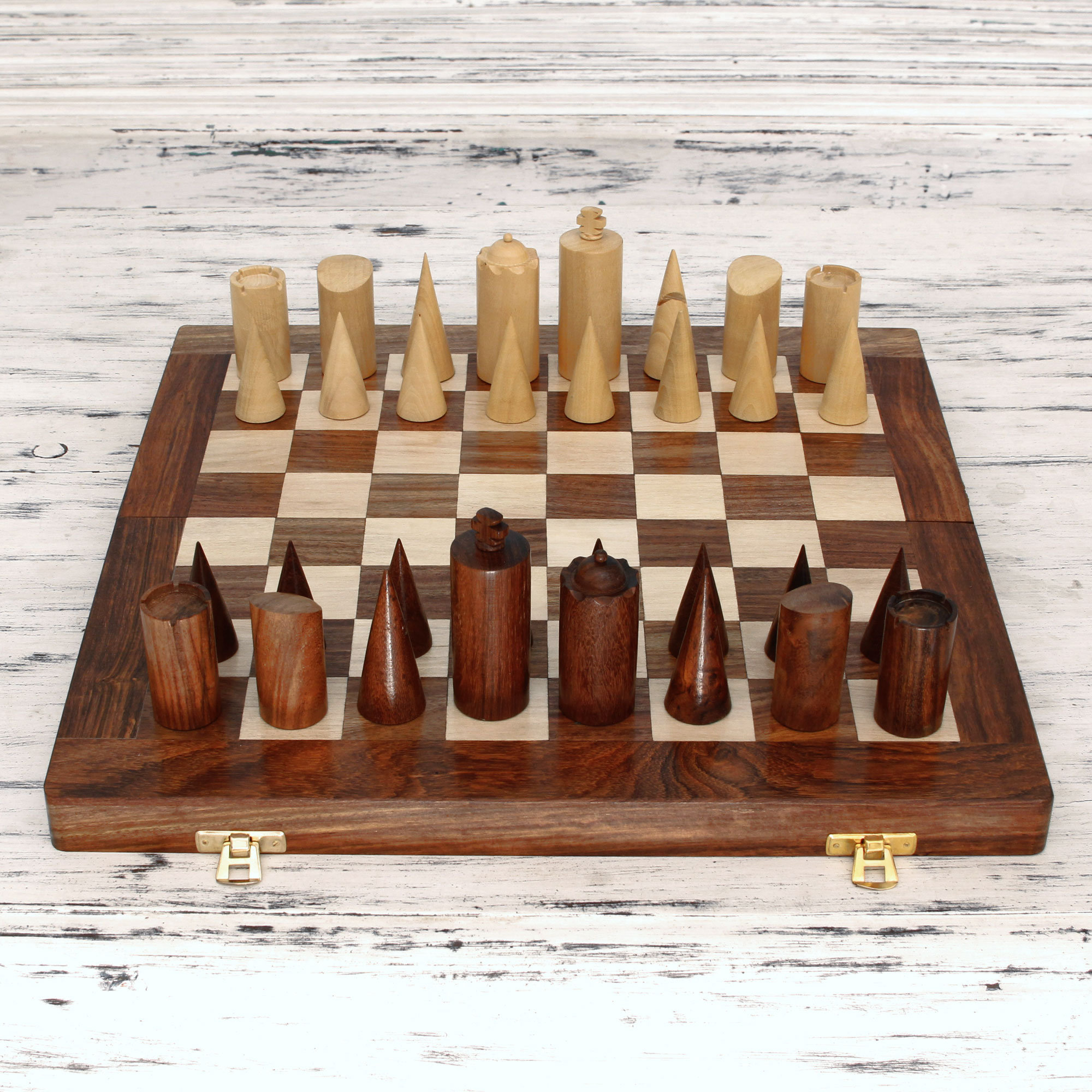 Khyali Ram Decorative Hand Carved Wood Chess Set Board Storage Box