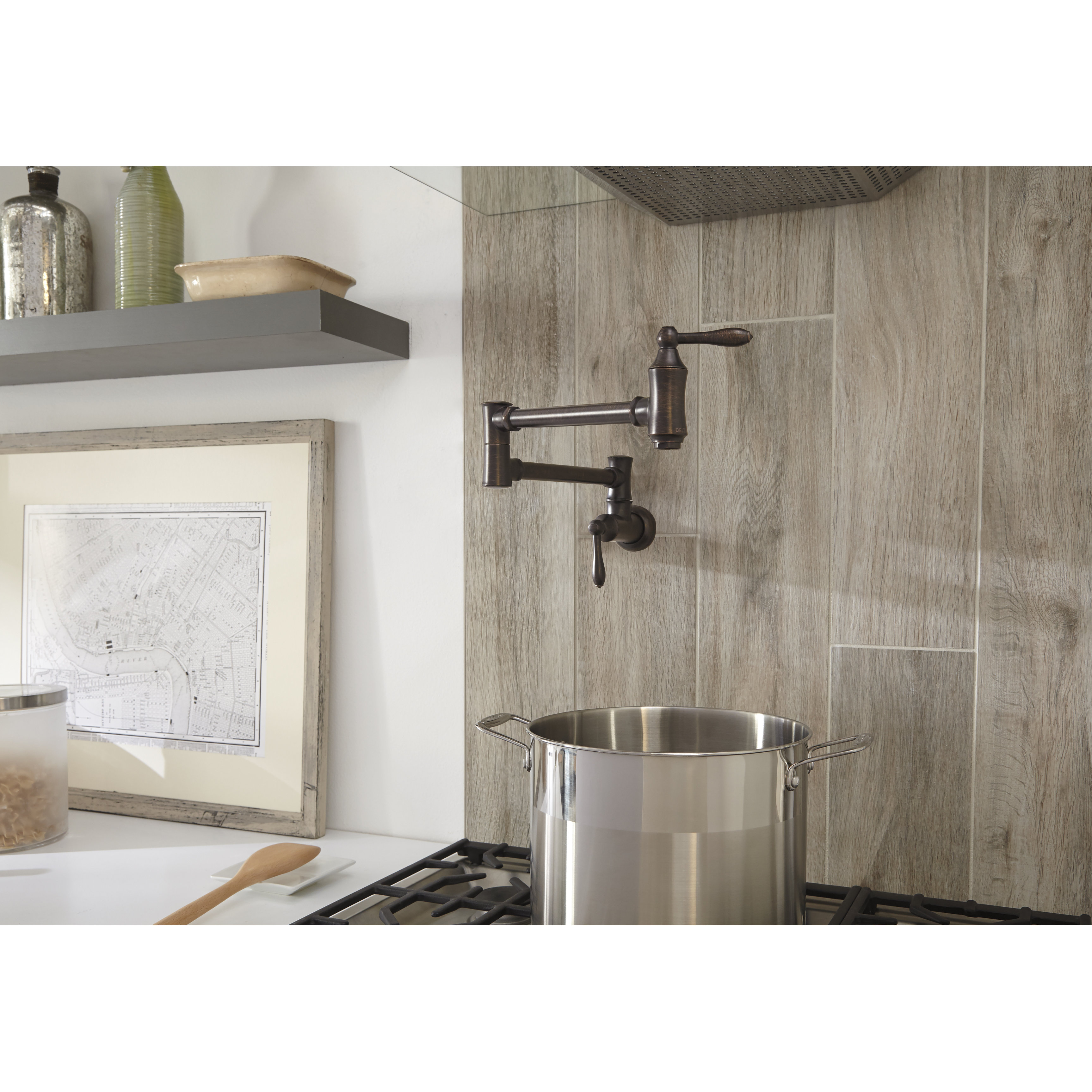 Delta Traditional Double Handle Wall Mount Pot Filler Faucet & Reviews