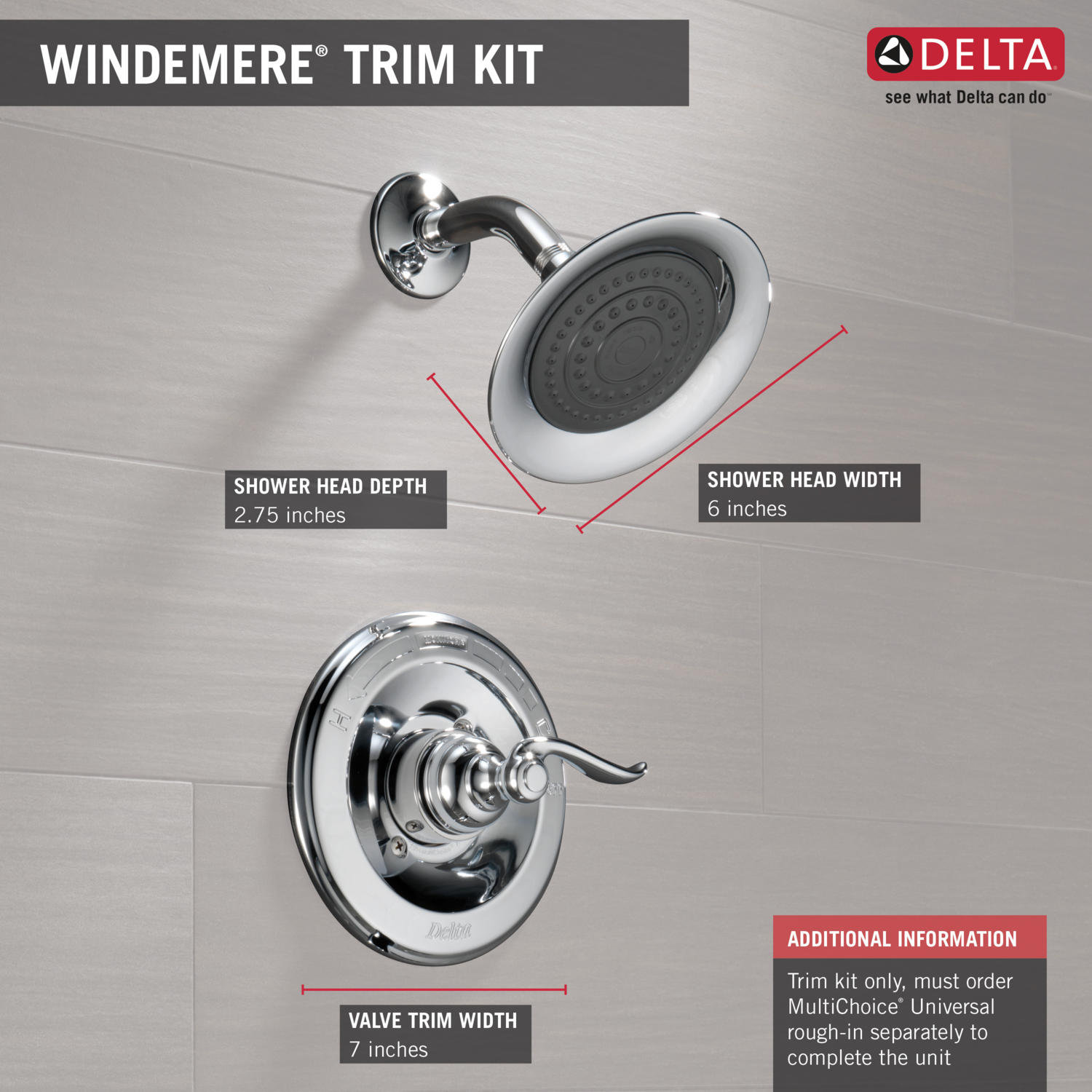 Delta Foundations Windemere Thermostatic Shower Faucet Trim with Lever
