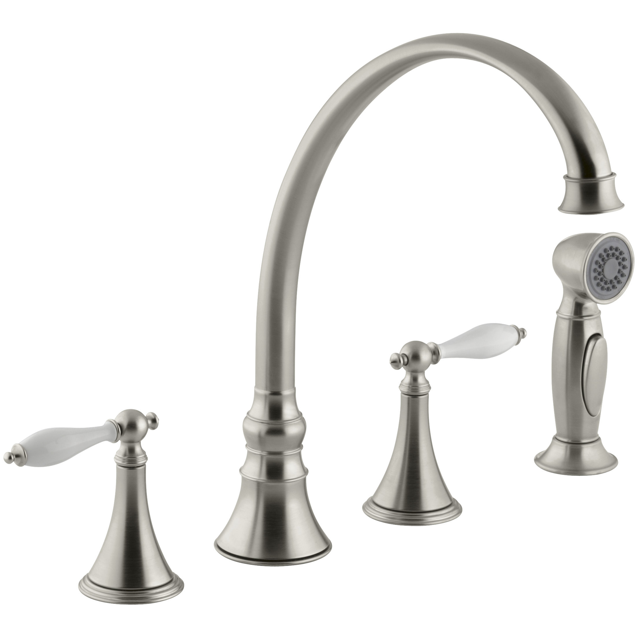Finial Traditional 4Hole Kitchen Sink Faucet with 93/16" Spout