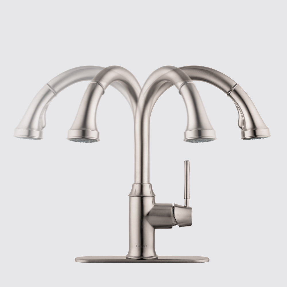 Talis C High Arc One Handle Deck Mounted Kitchen Faucet With Pull Down   Hansgrohe Talis C High Arc One Handle Single Hole Kitchen Faucet With Pull Down 2 Spray 04215 