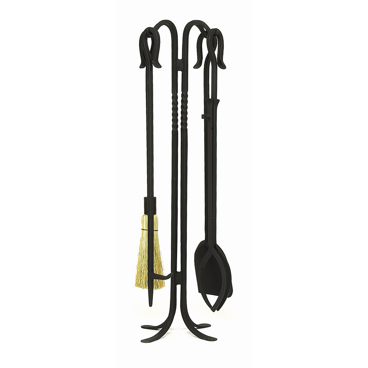 4 Piece Shepherd's Hook III Wrought Iron Fireplace Tool Set Wayfair