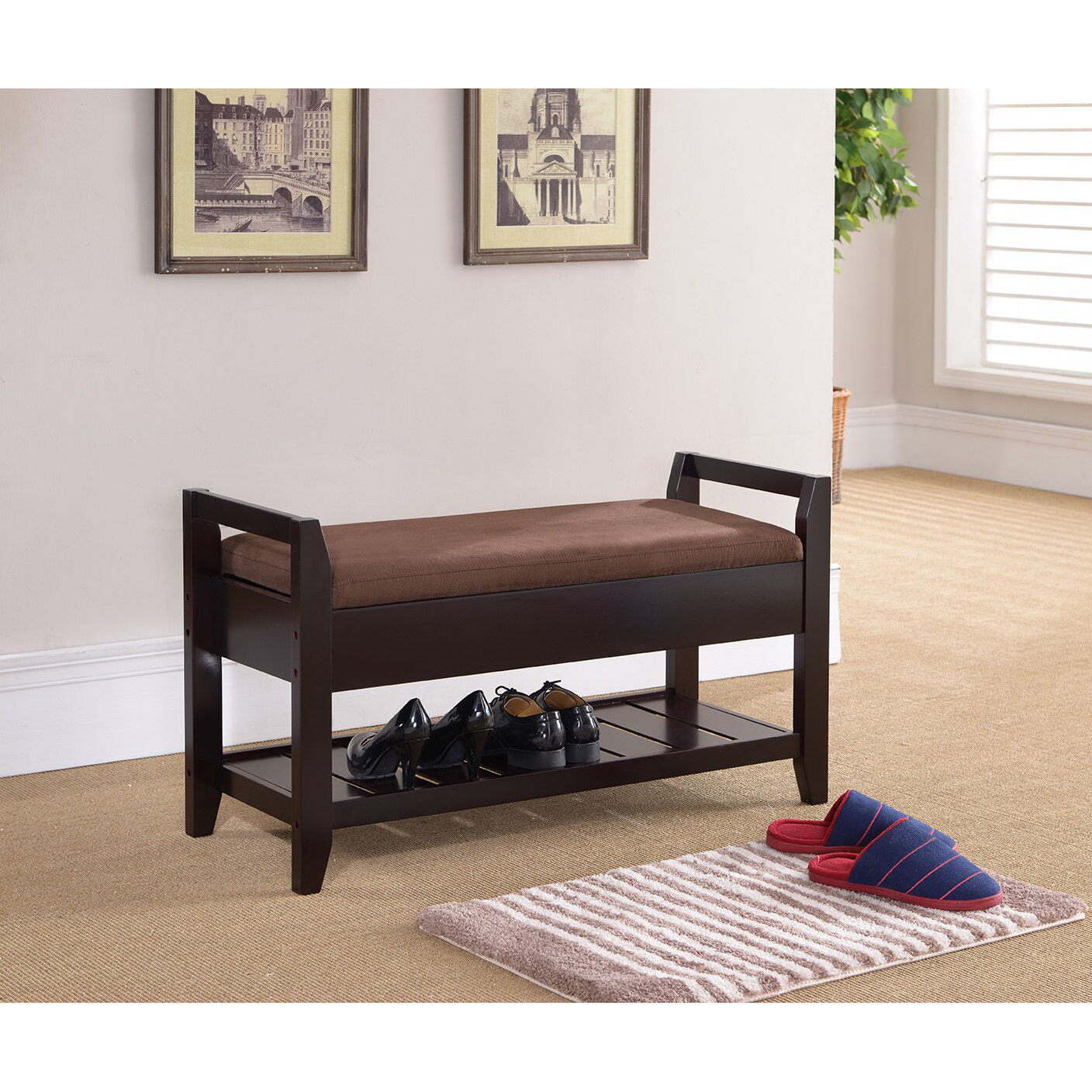 Wooden Storage Entryway Bench Wayfair