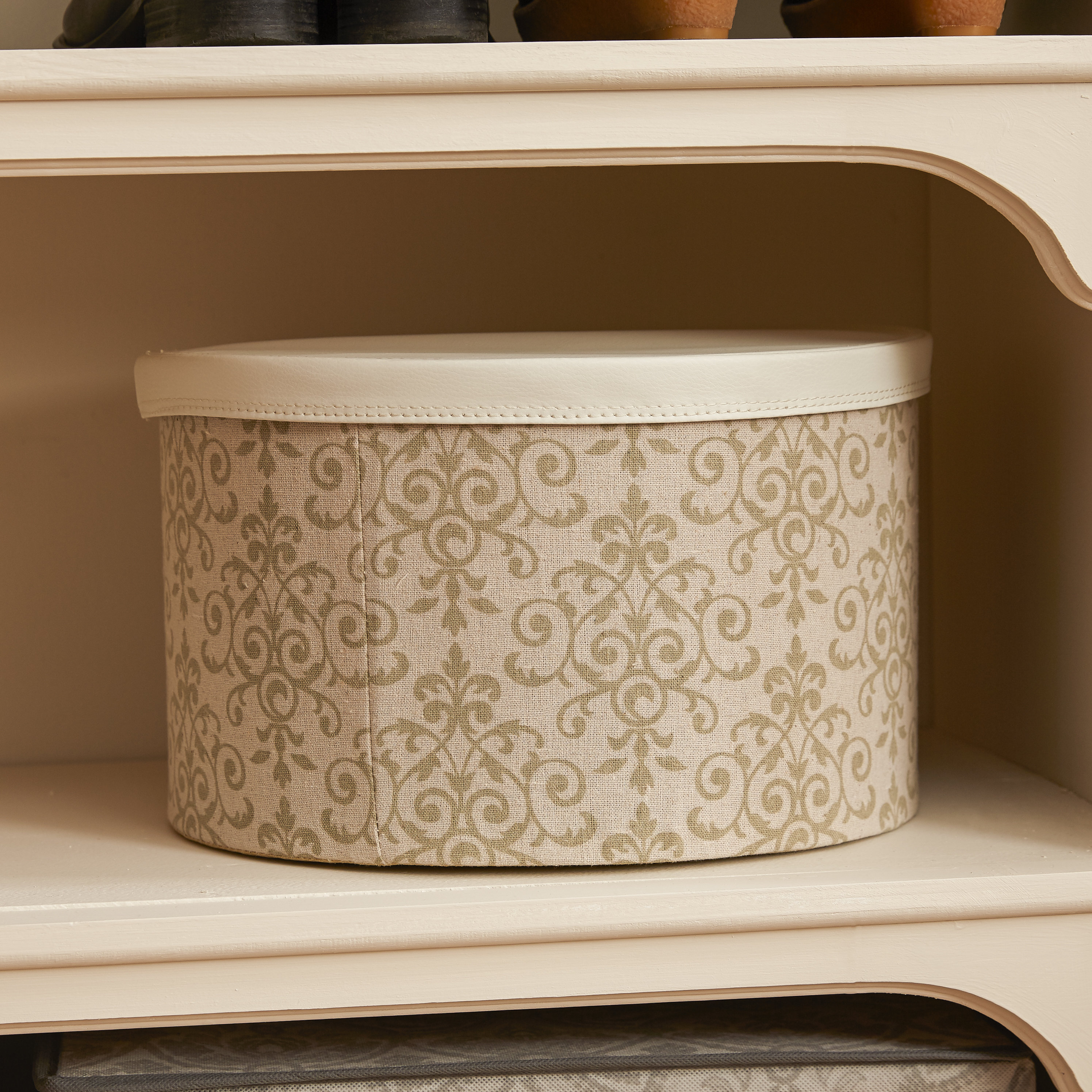 Household Essentials 3 Piece Hat Box Set with Faux Leather Lids