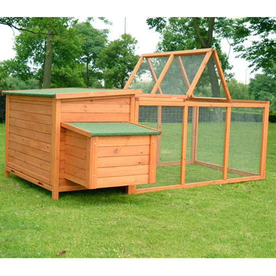 Aosom Pawhut Wood Chicken Coop Rabbit Hen House Nest Huge Run Backyard