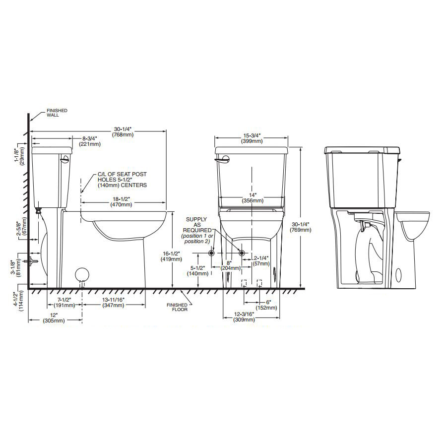 Cadet 3 Right Height 1.28 GPF Elongated 2 Piece Toilet Wayfair